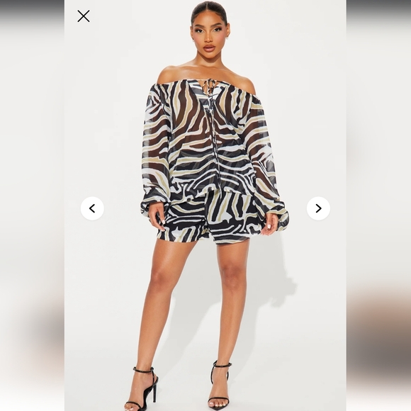 Zebra Print Sheer Blouse and Shorts Set NWT - Picture 5 of 9